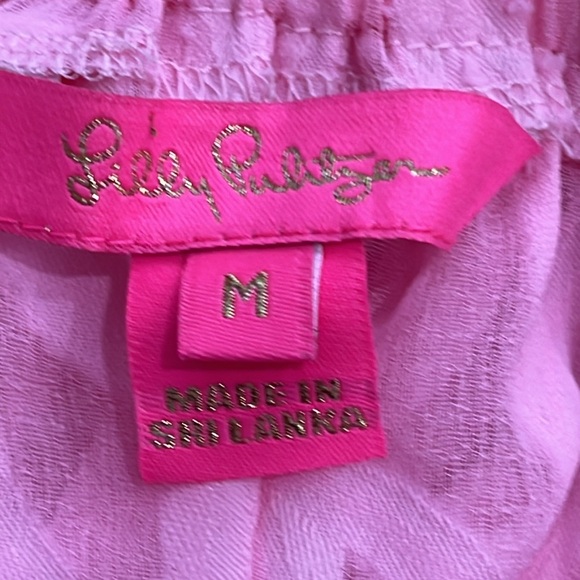 Lilly Pulitzer Nevie Off The Shoulder Cover Dress in Pink Floral Sheer size M - Picture 12 of 15